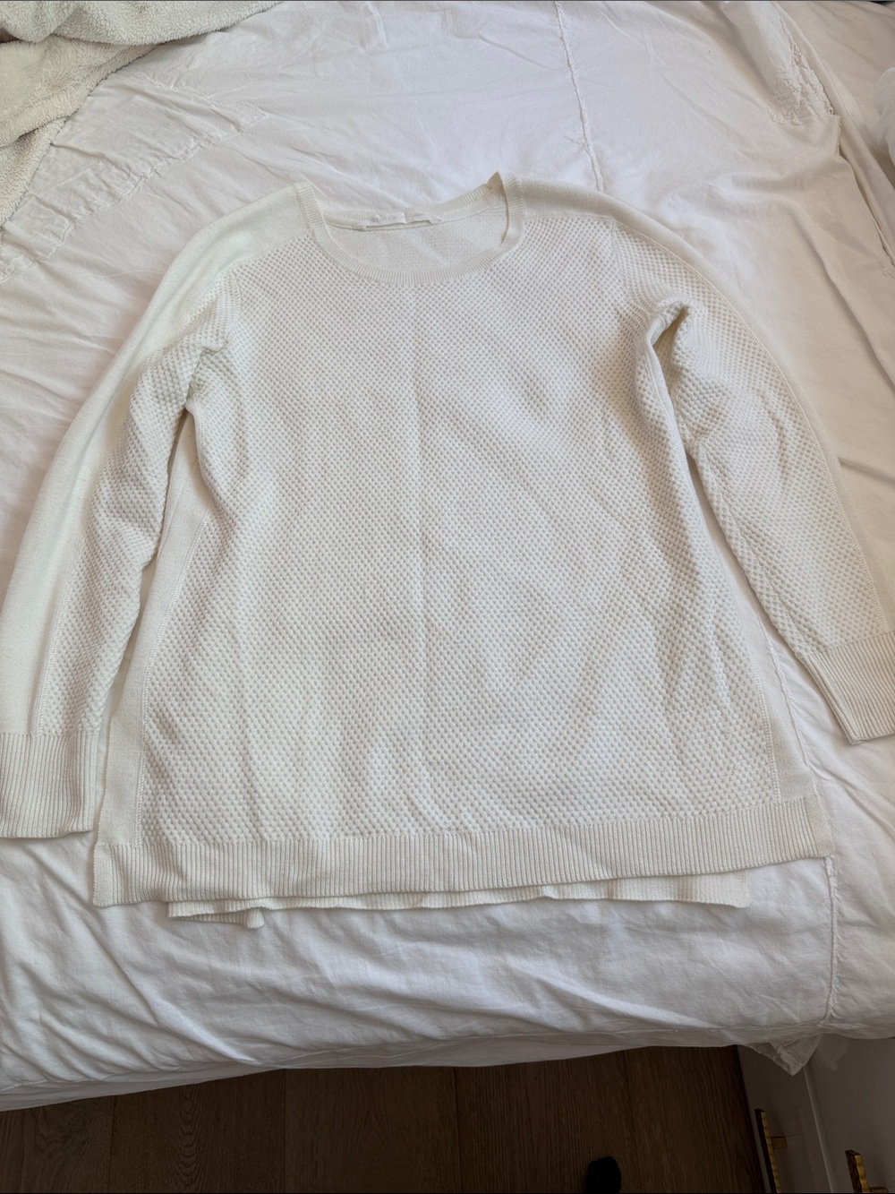 Athleta Cream Textured Crewneck Sweater